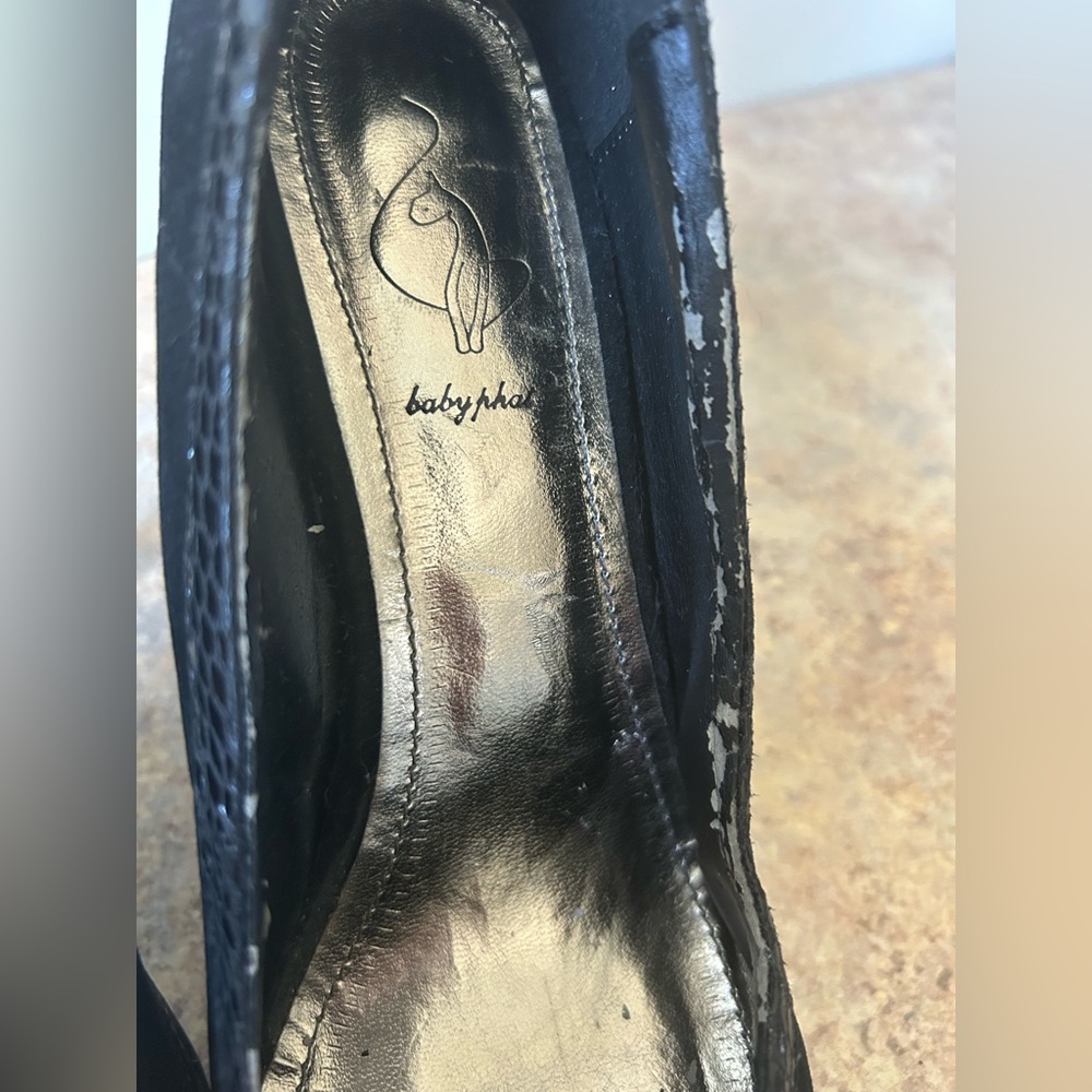 Baby Phat Y2K Black Stiletto Heels Vegan Leather Size 8.5 - Picture 9 of 10